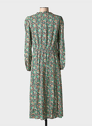 Robe mi-longue imprimé fleurs manches longues noir C'EST BEAU LA VIE femme