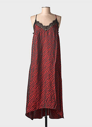 Robe mi-longue col v fines bretelles orange FREEMAN T.PORTER femme