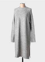 Robe pull tissage chiné manches longues gris KAFFE femme