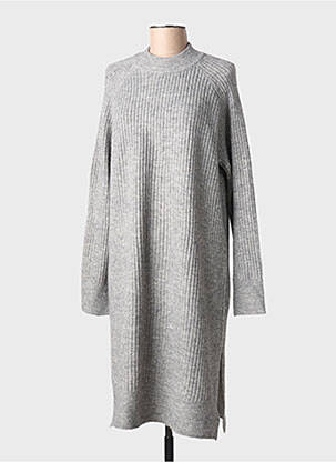 Robe pull tissage chiné manches longues gris KAFFE femme