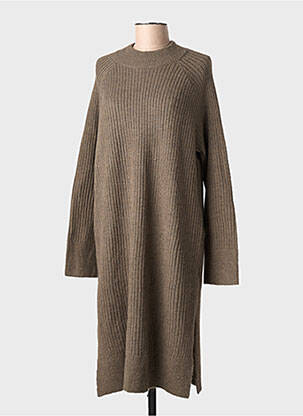 Robe pull tissage chiné manches longues vert KAFFE femme
