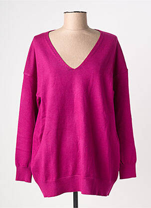 Pull col v manches longues rose COMPAÑIA FANTASTICA femme
