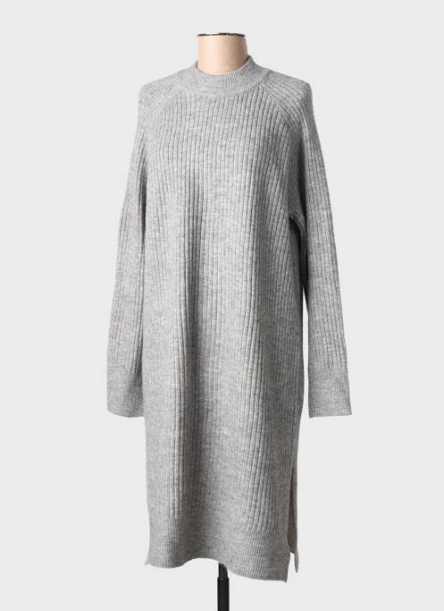 Robe pull tissage chiné manches longues gris KAFFE femme