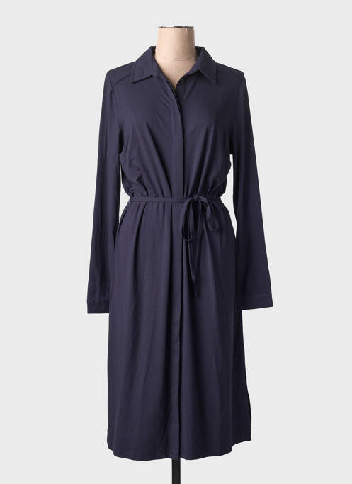 Robe mi-longue manches longues manches longues bleu BASE LEVEL femme