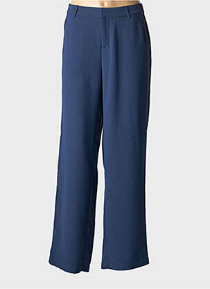 Pantalon droit tissage crêpe taille normale bleu CREAM femme