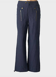 Pantalon droit tissage popeline taille normale bleu NÜ femme