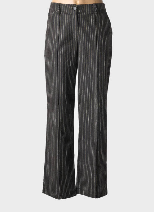 Pantalon droit tissage crêpe taille haute noir NÜ femme