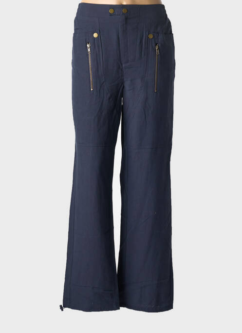 Pantalon droit tissage popeline taille normale bleu NÜ femme
