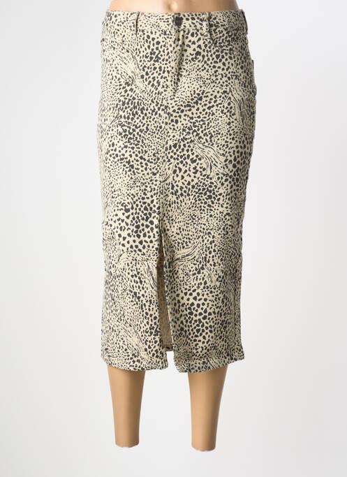 Jupe mi-longue taille haute beige KAFFE femme