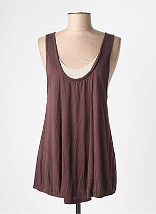 Top tissage jersey sans manche marron ECHAPPEES BELLES femme