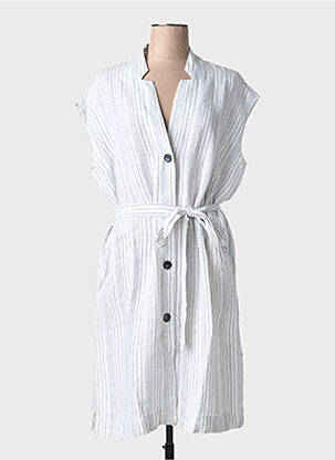 Robe mi-longue tissage crêpe manches courtes beige GR NATURE femme