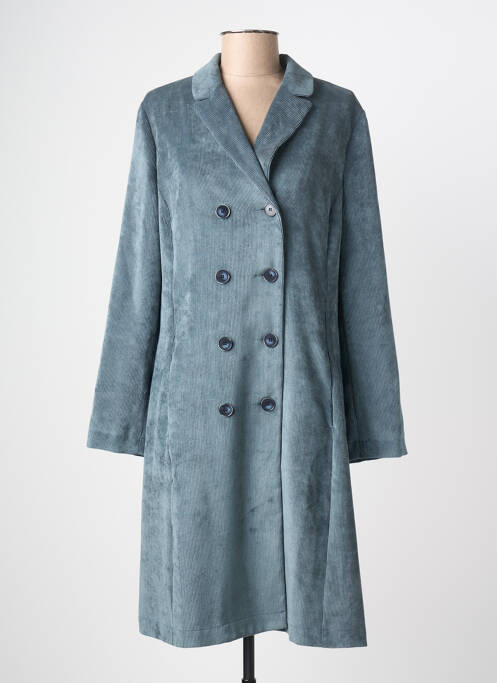 Manteau long coupe cintrée sans capuche bleu GR NATURE femme