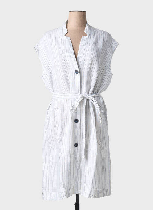 Robe mi-longue tissage crêpe manches courtes beige GR NATURE femme