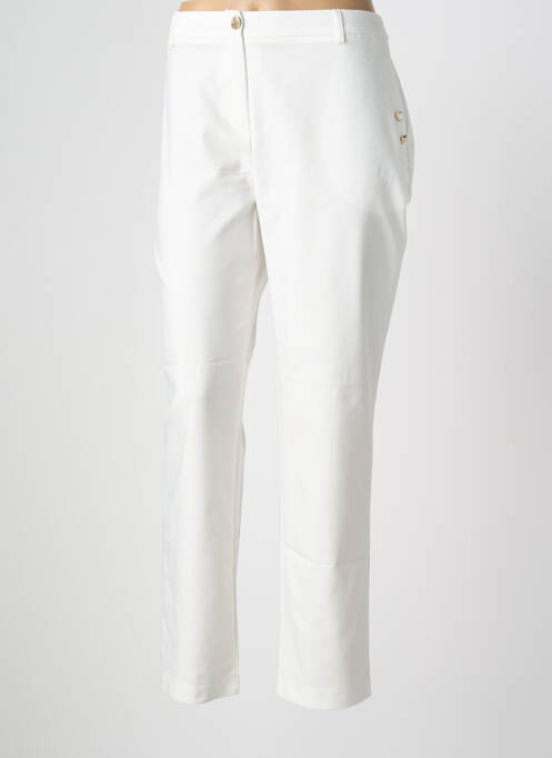 Pantalon chino fermeture zippée sous rabat boutonné taille normale blanc EVA KAYAN femme