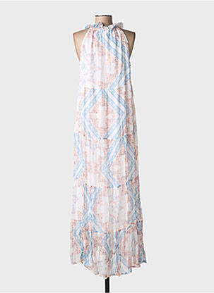 Robe longue imprimé fantaisie sans manche bleu LEONIE femme