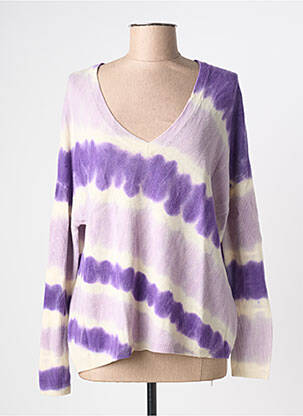 Pull coupe droite manches longues violet LES TRICOTS DE LÉA femme