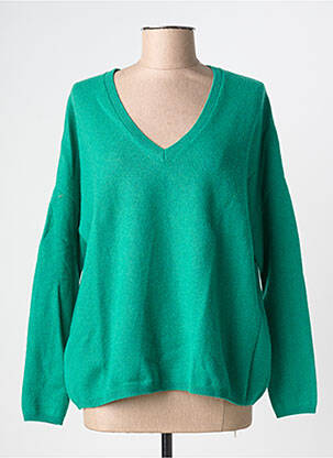 Pull col v manches longues vert LES TRICOTS DE LÉA femme