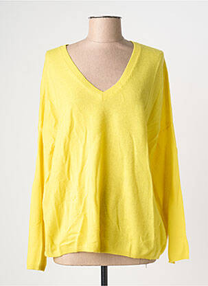 Pull finition bords-côtes manches longues jaune LES TRICOTS DE LÉA femme