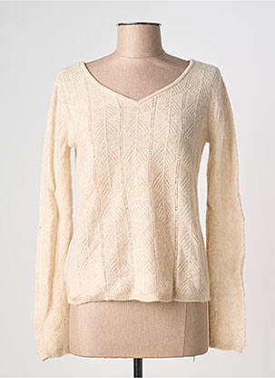 Pull coupe cintrée manches longues beige BRODIE femme