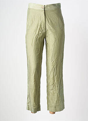 Pantalon droit fermeture zippée sous rabat boutonné taille normale vert MAISON HOTEL femme