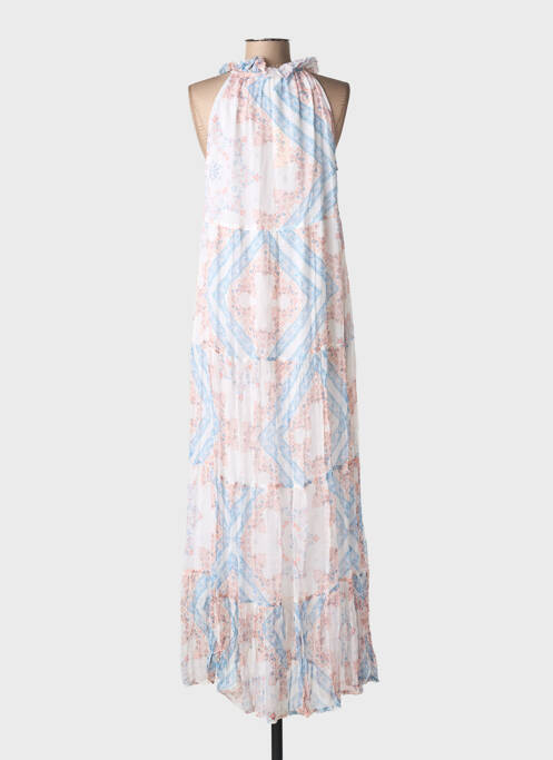 Robe longue imprimé fantaisie sans manche bleu LEONIE femme