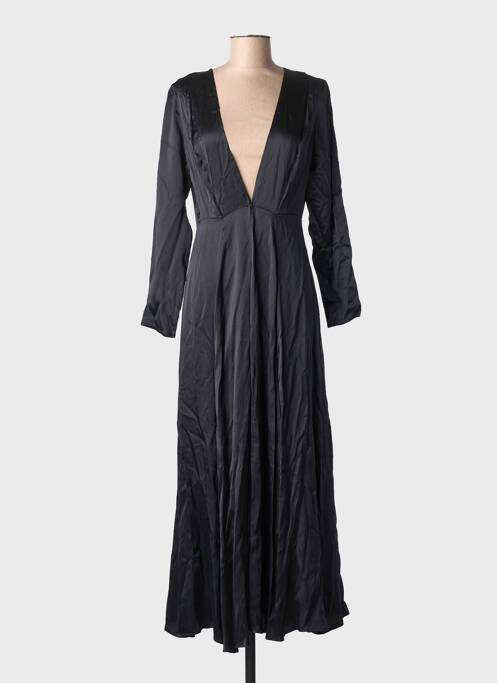 Robe longue coupe évasée manches longues noir LEONE femme
