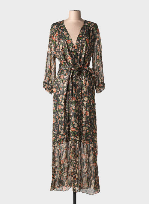Robe longue imprimé fantaisie manches longues noir MAISON HOTEL femme