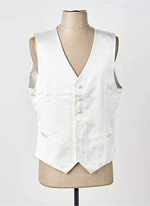 Gilet sans manche effet matière satinée blanc GREGE CREATION homme