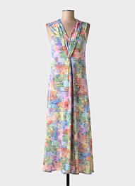 Robe longue imprimé fantaisie sans manche vert TINTA femme