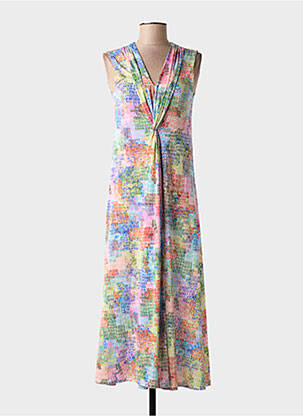 Robe longue imprimé fantaisie sans manche vert TINTA femme