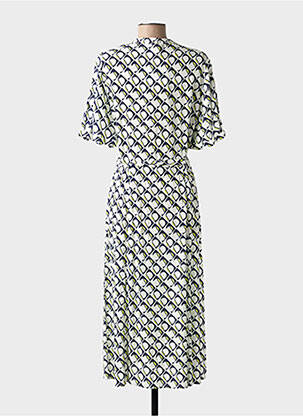 Robe mi-longue imprimé fantaisie manches courtes blanc ANDAM femme