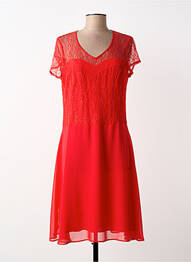 Robe mi-longue fermeture zippée au dos manches courtes rouge GREGORY PAT femme
