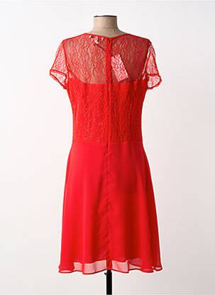 Robe mi-longue fermeture zippée au dos manches courtes rouge GREGORY PAT femme