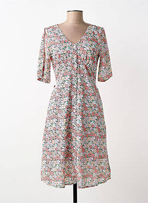 Robe mi-longue imprimé fleurs manches courtes rose AGATHE & LOUISE femme