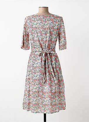Robe mi-longue imprimé fleurs manches courtes rose AGATHE & LOUISE femme