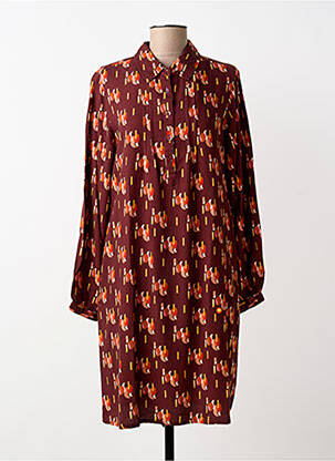 Robe mi-longue imprimé fantaisie manches longues violet AGATHE & LOUISE femme
