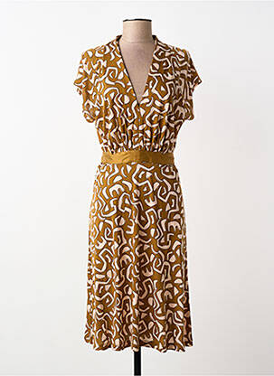 Robe mi-longue imprimé fantaisie manches courtes vert SURKANA femme
