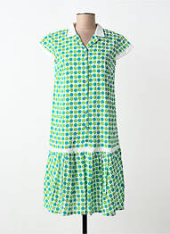 Robe mi-longue imprimé fantaisie manches courtes vert AGATHE & LOUISE femme