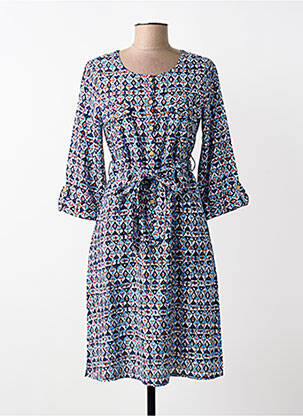 Robe mi-longue manches 3/4 manches 3/4 bleu AGATHE & LOUISE femme