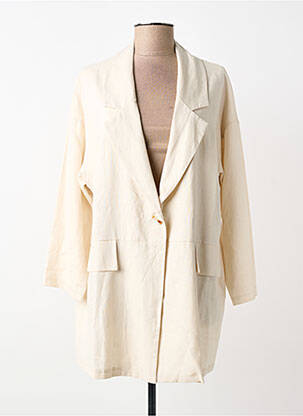 Veste casual col tailleur beige COULEURS DU TEMPS femme