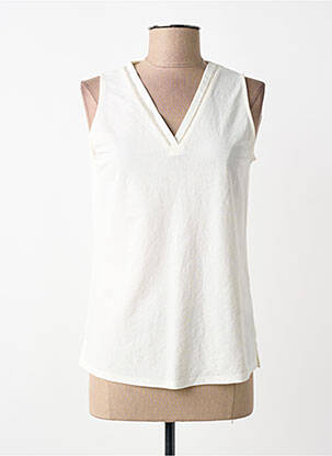 Top coupe cintrée sans manche blanc TINTA femme