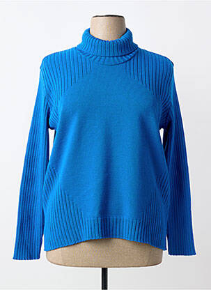 Pull col roulé coupe cintrée manches longues bleu I.ODENA femme