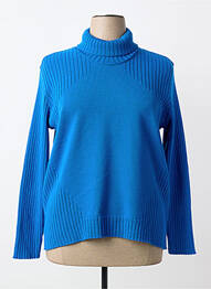 Pull col roulé coupe cintrée manches longues bleu I.ODENA femme