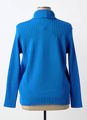 Pull col roulé coupe cintrée manches longues bleu I.ODENA femme