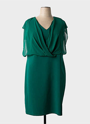 Robe mi-longue fermeture zippée au dos manches courtes vert GREGORY PAT femme