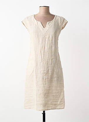 Robe mi-longue beige COULEURS DU TEMPS femme
