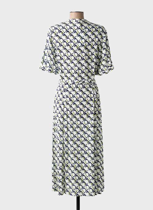 Robe mi-longue imprimé fantaisie manches courtes blanc ANDAM femme