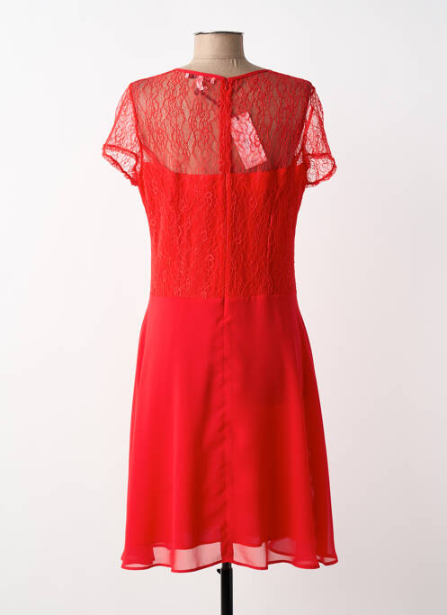 Robe mi-longue fermeture zippée au dos manches courtes rouge GREGORY PAT femme