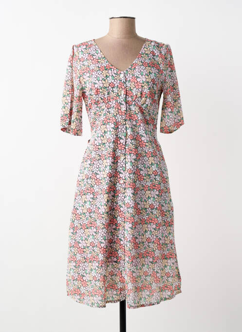 Robe mi-longue imprimé fleurs manches courtes rose AGATHE & LOUISE femme