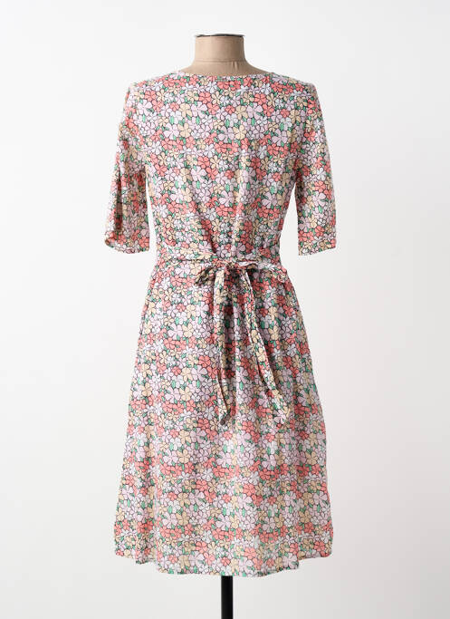 Robe mi-longue imprimé fleurs manches courtes rose AGATHE & LOUISE femme